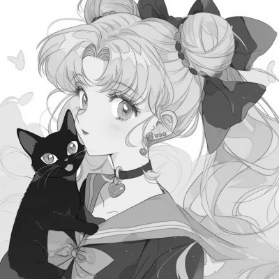 黑白风旧漫动漫女生头像