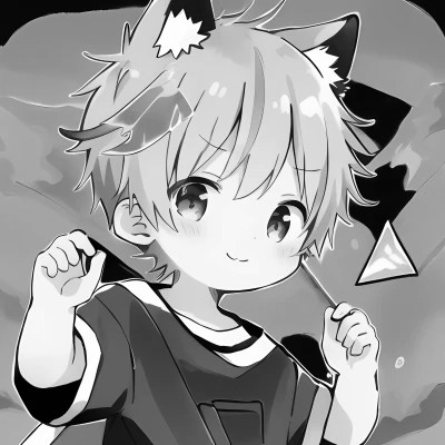 可爱呆萌的黑白系动漫男生头像