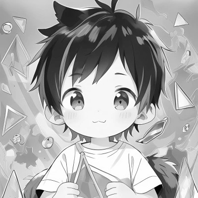 可爱呆萌的黑白系动漫男生头像