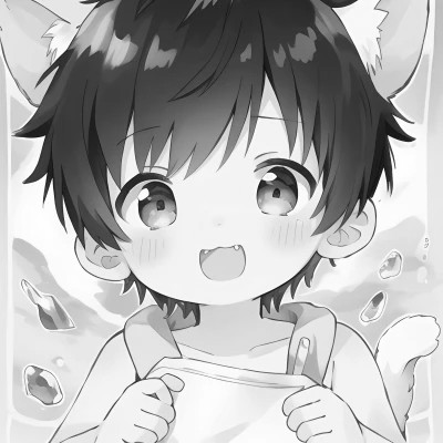 可爱呆萌的黑白系动漫男生头像