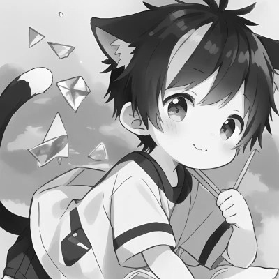 可爱呆萌的黑白系动漫男生头像