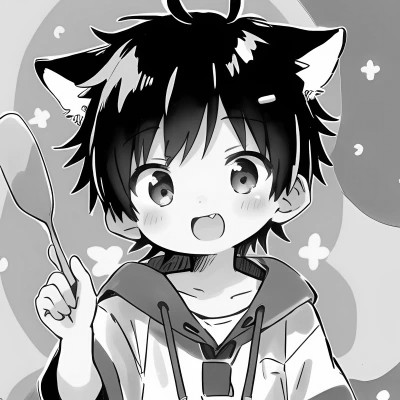 可爱呆萌的黑白系动漫男生头像