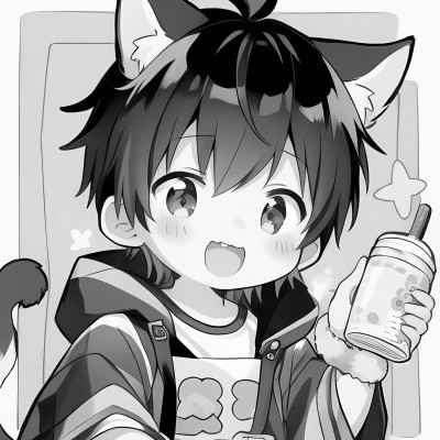 可爱呆萌的黑白系动漫男生头像