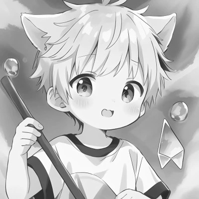可爱呆萌的黑白系动漫男生头像