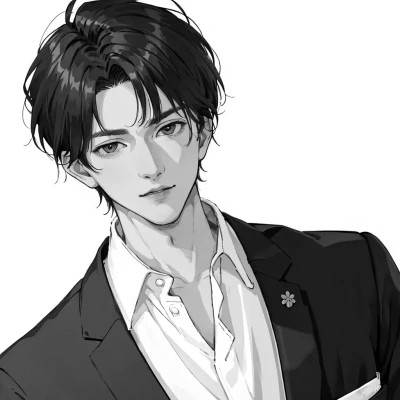 日漫男生头像ins黑白高清图片