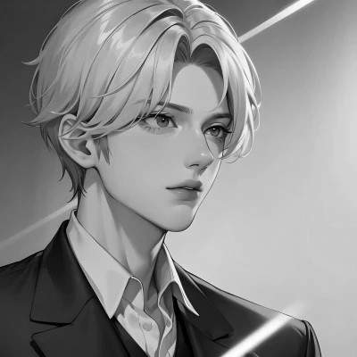 超酷的黑白系帅气动漫男头