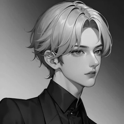 超酷的黑白系帅气动漫男头