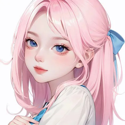 粉色二次元头像女生精致高清图片