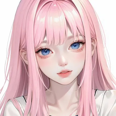 粉色二次元头像女生精致高清图片