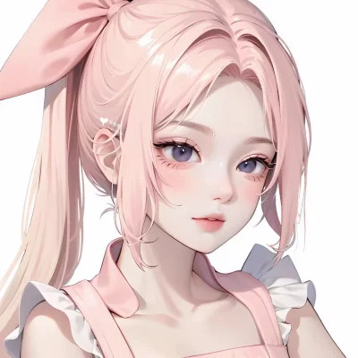 粉色二次元头像女生精致高清图片