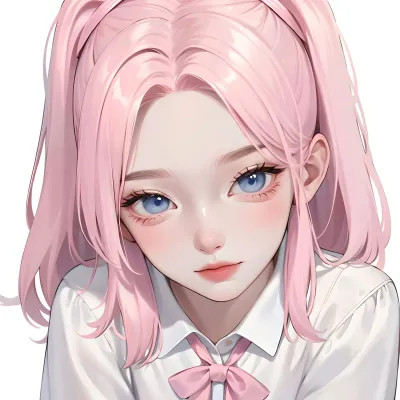 粉色二次元头像女生精致高清图片