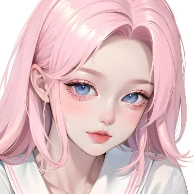 粉色二次元头像女生精致高清图片