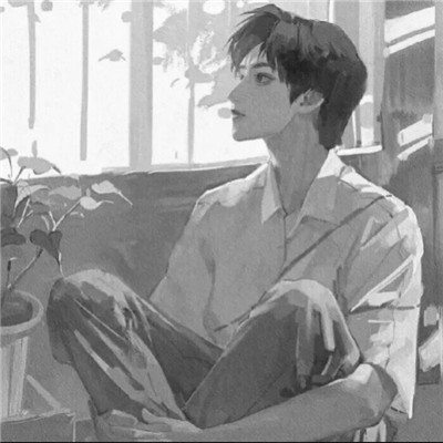 意境氛围感满满的黑白动漫男头