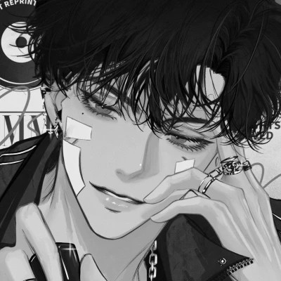 男生漫画黑白头像图片