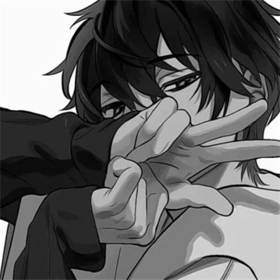 男生漫画黑白头像图片