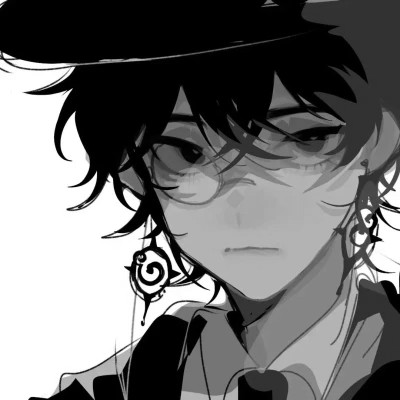 男生漫画黑白头像图片