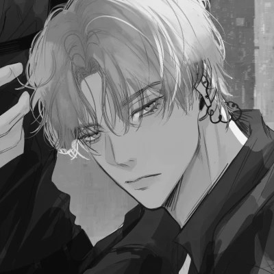 男生漫画黑白头像图片