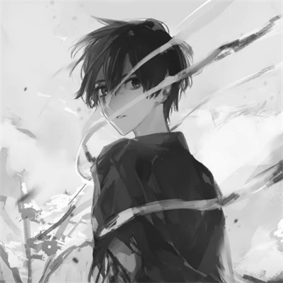 男生漫画黑白头像图片
