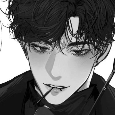 男生漫画黑白头像图片