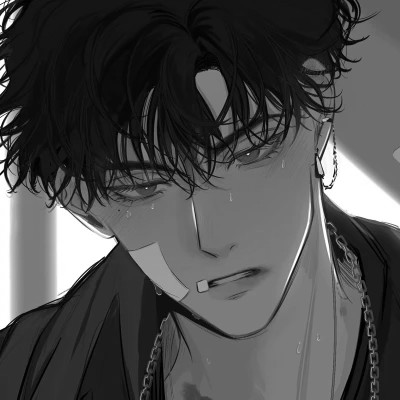 男生漫画黑白头像图片