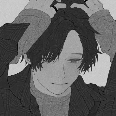 动漫男头像黑白系列图片
