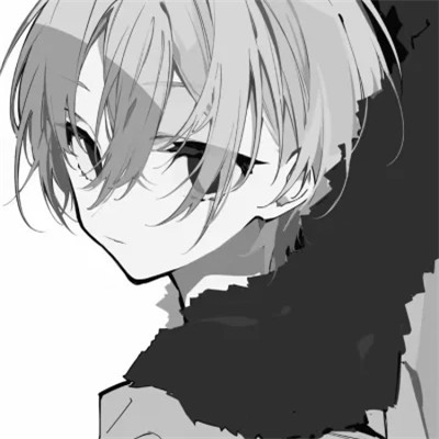 动漫男头像黑白系列图片