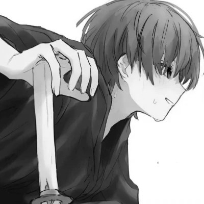 动漫男头像黑白系列图片