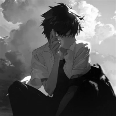 动漫男头像黑白系列图片