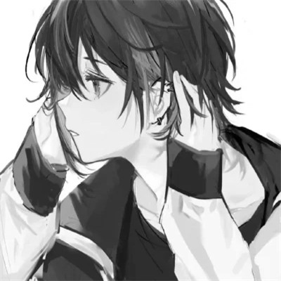 动漫男头像黑白系列图片