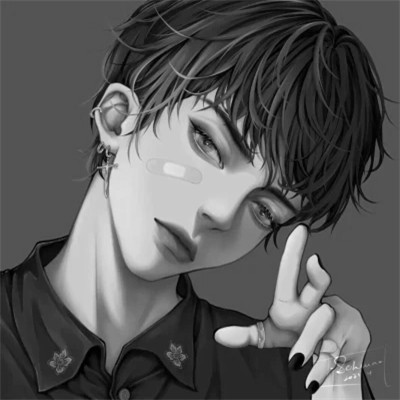 动漫渣男头像黑白高清