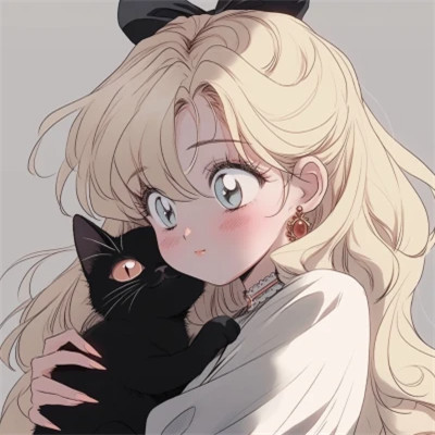 治愈系唯美女孩和猫动漫图片头像