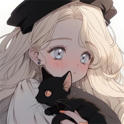 治愈系唯美女孩和猫动漫图片头像