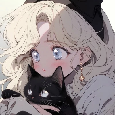 治愈系唯美女孩和猫动漫图片头像