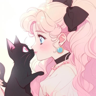 治愈系唯美女孩和猫动漫图片头像