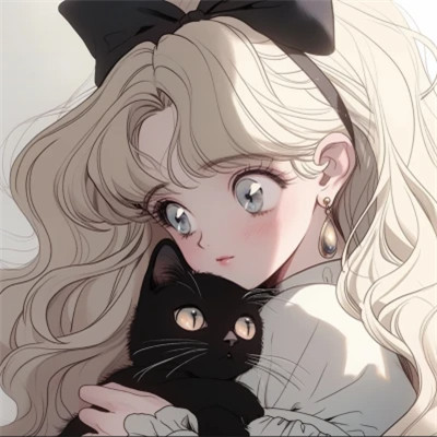 治愈系唯美女孩和猫动漫图片头像