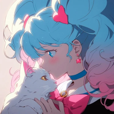 治愈系唯美女孩和猫动漫图片头像