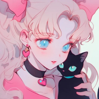 治愈系唯美女孩和猫动漫图片头像