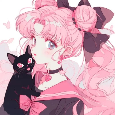 治愈系唯美女孩和猫动漫图片头像