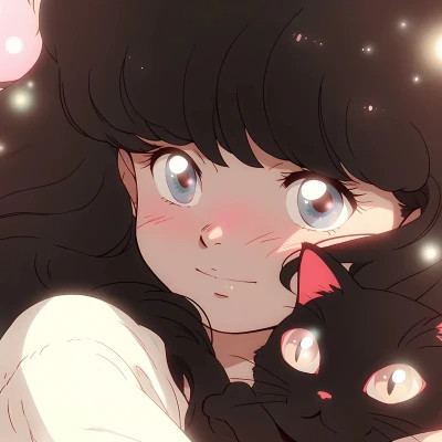 治愈系唯美女孩和猫动漫图片头像