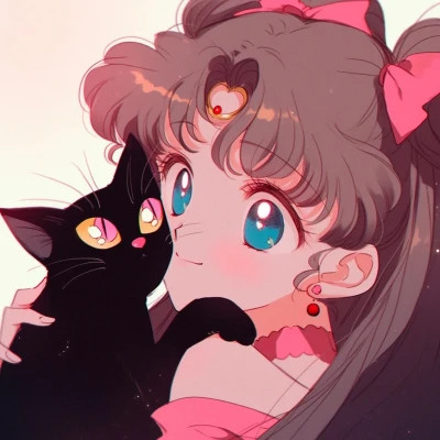 治愈系唯美女孩和猫动漫图片头像