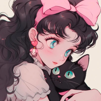 治愈系唯美女孩和猫动漫图片头像