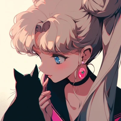 治愈系唯美女孩和猫动漫图片头像