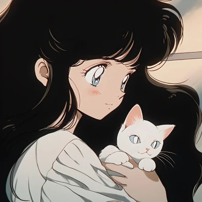 治愈系唯美女孩和猫动漫图片头像