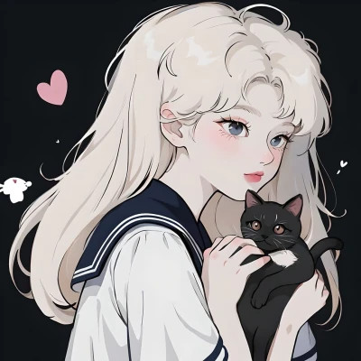 2025最新抱猫女头像动漫