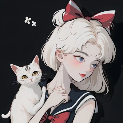 2025最新抱猫女头像动漫