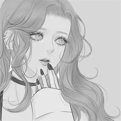 动漫女头像黑白小众高清图片