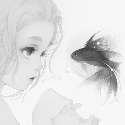 动漫女头像黑白小众高清图片