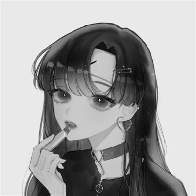 动漫女头像黑白小众高清图片
