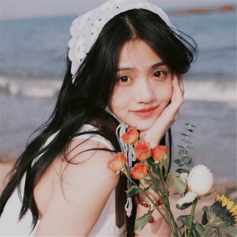 文艺复古风捧花女生头像图片