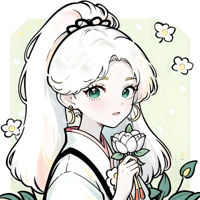 唯美清新的捧花少女动漫头像图片